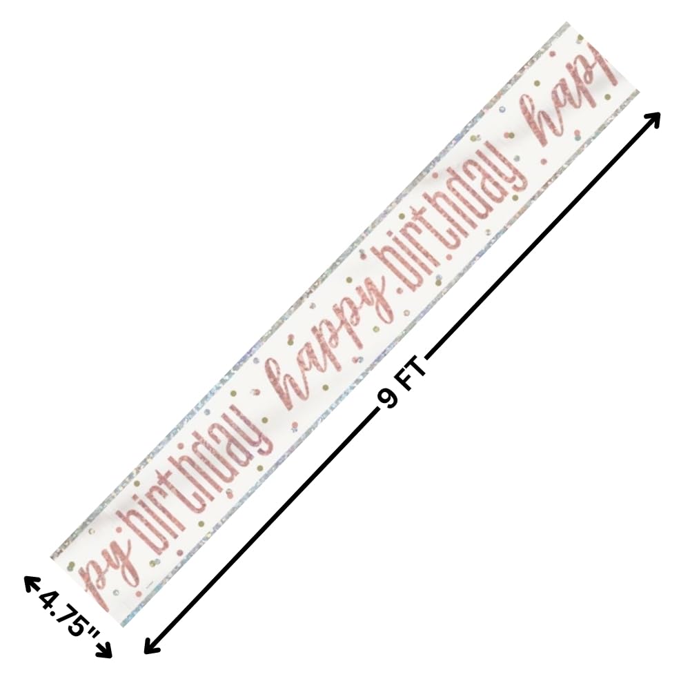 Unique Party Happy Birthday Foil Banner - Rose Gold | 1 Pc 9 ft Standard Banner 2