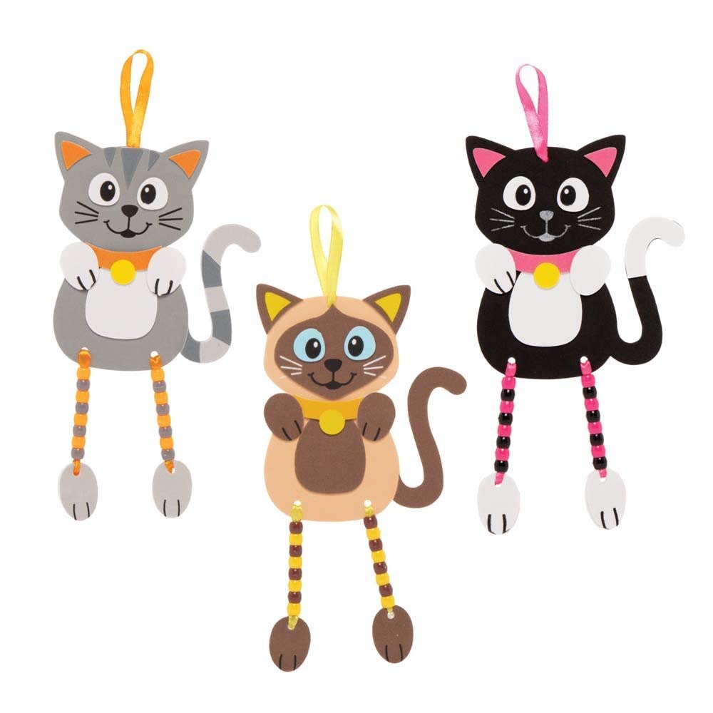 Baker Ross Cat Craft Bead Hanging Decoration Kits - Pack of 5, FE396 2