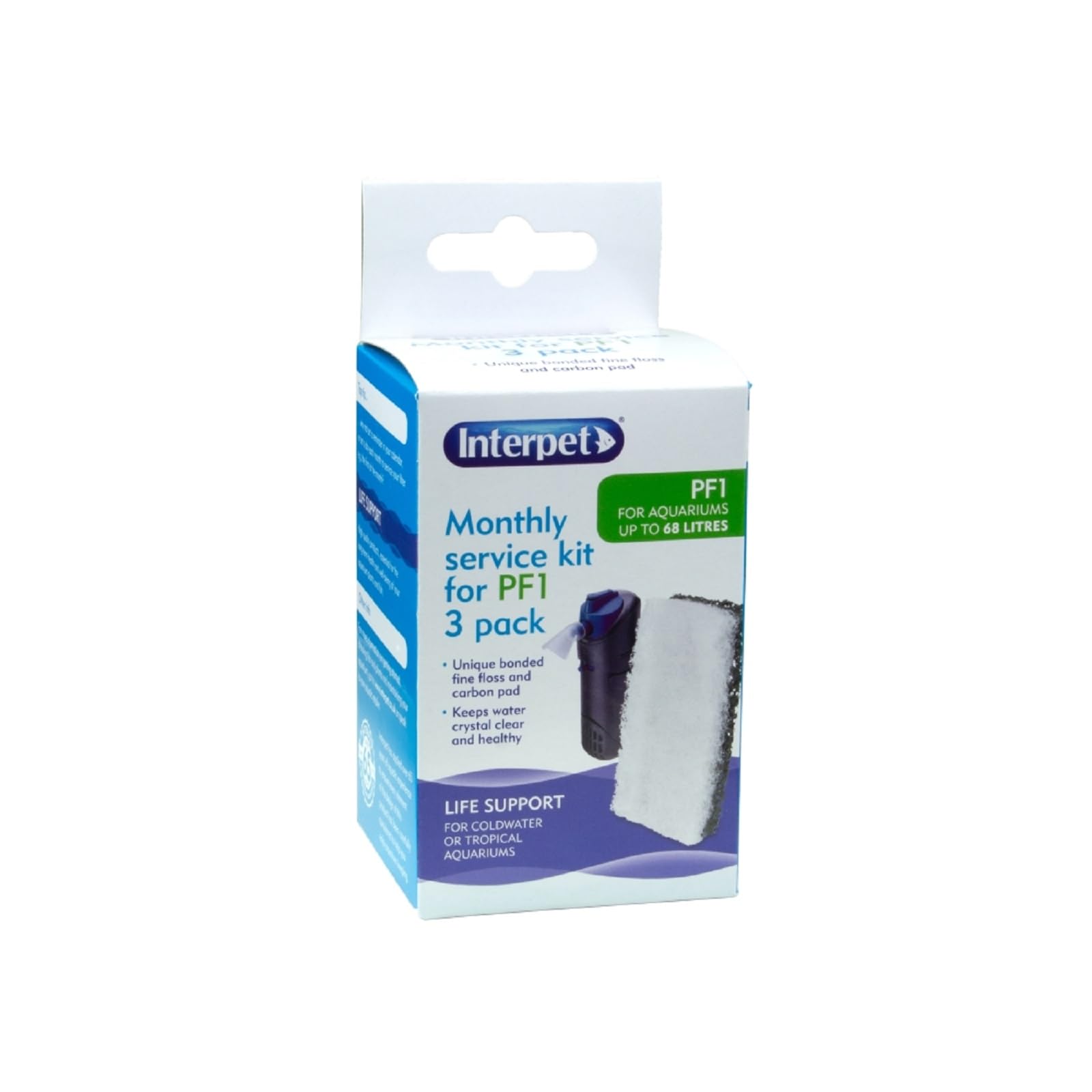 Interpet Monthly Service Kit for PF1 Aquarium Power Filter - Carbon & Floss Replacement (3 Count) 1
