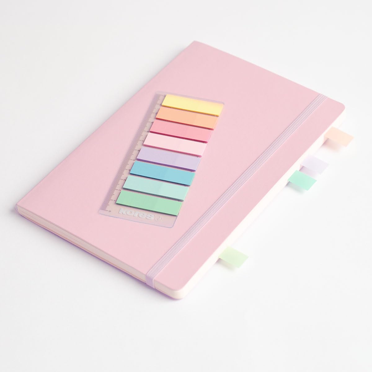Kores Pastel Film Index Tabs with Integrated 12cm Ruler | 200 Writable Self-Adhesive Flags
