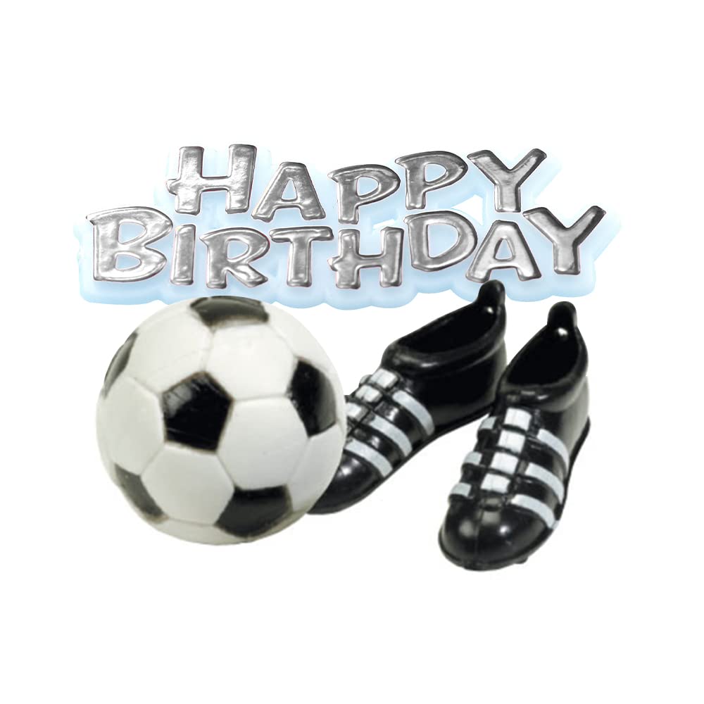 Anniversary House Football, Boots & Happy Birthday Motto Cake Topper Kit | 4 Pieces