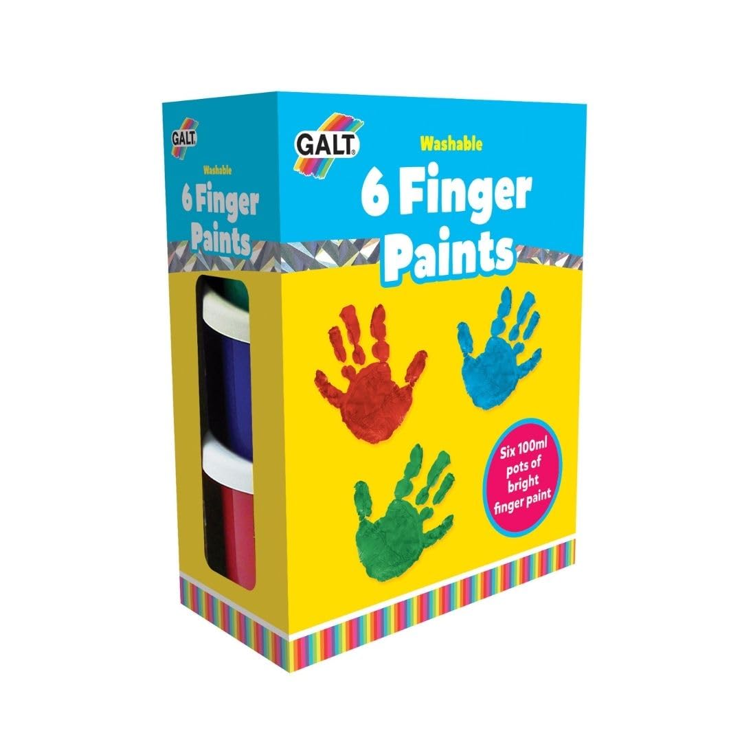 Galt Toys Finger Paints Set - 6 Washable Pots (100ml Each) | Ages 2+ | Multicolor