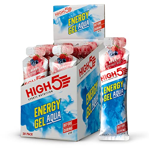 HIGH5 - Energy Gel Aqua Quick Release Energy Gel with Natural Fruit Juice (20 x 66g Sachets, Berry Flavor)