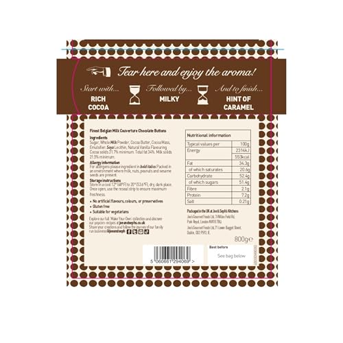 Joe & Seph's Finest Belgian Milk Chocolate Buttons (800g) - Couverture Baking Chocolate 6