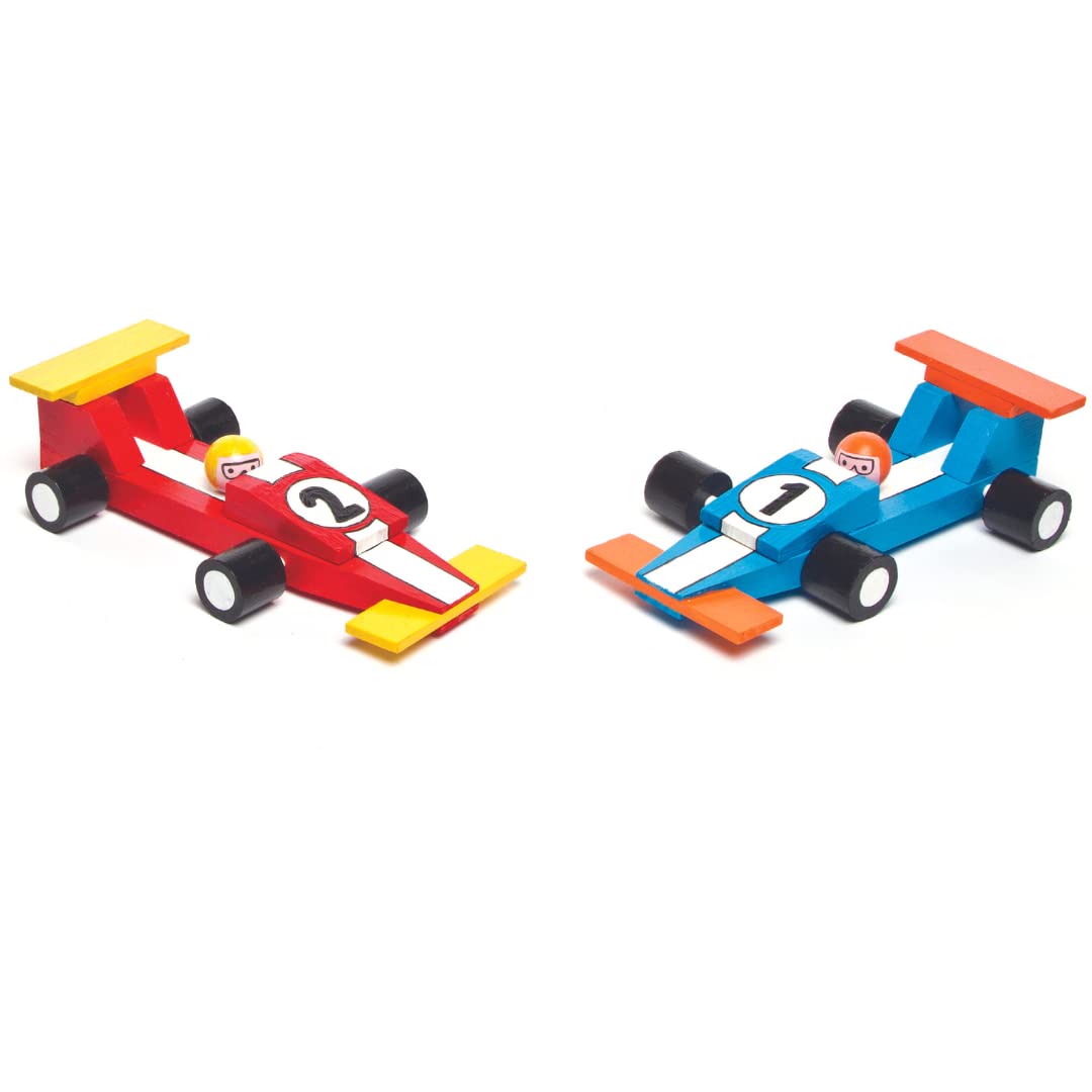 Baker Ross Paint Your Own Wooden Racing Car Craft Kit - 2 Pack, 17.5cm Long | Ages 5+ 4