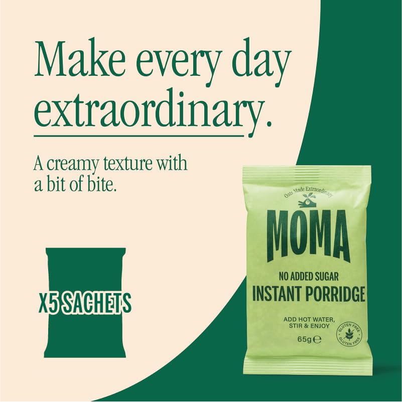 MOMA Foods Instant Porridge Plain No Sugar Sachets | 5 x 65g Wholegrain Oats 3