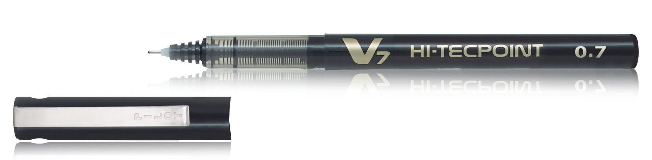 PILOT Hi-Tecpoint Rollerball Pen - 0.7mm Tip, Black Ink, Retractable | Pack of 12 3