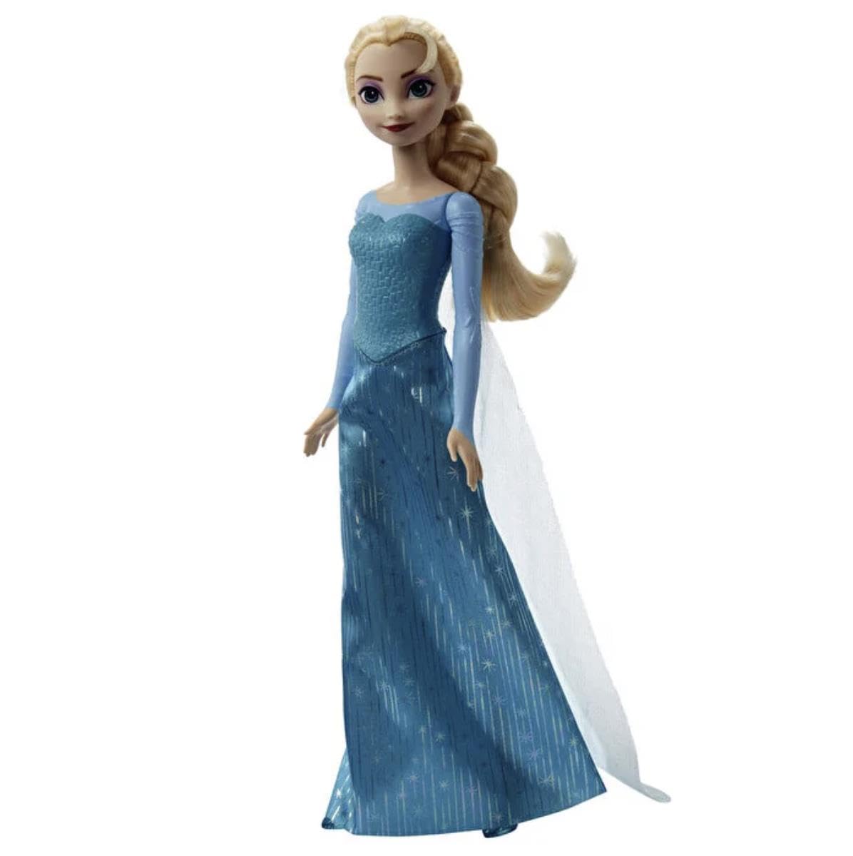 Mattel Disney Princess Elsa, bewegliche Modepuppe mit charakteristischem Outfit und Accessoires – inspiriert vom Film „Die Eiskönigin“