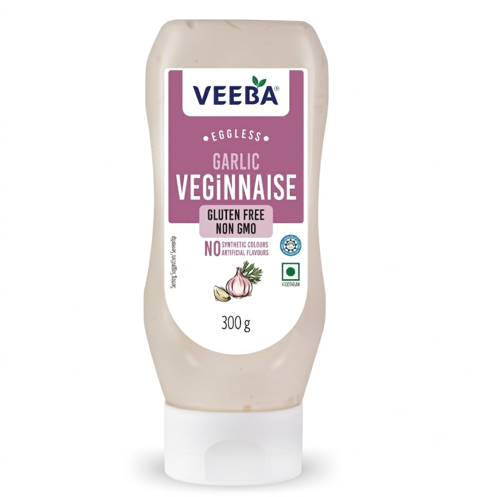 Veeba Garlic Veginnaise - Eggless Mayonnaise | Creamy Texture | 300g Pack