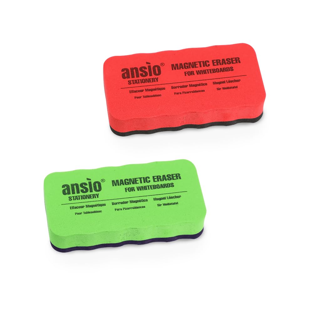 ANSIO Magnetic Whiteboard Eraser - Durable, Lightweight, Residue-Free Cleaning | Pack of 2