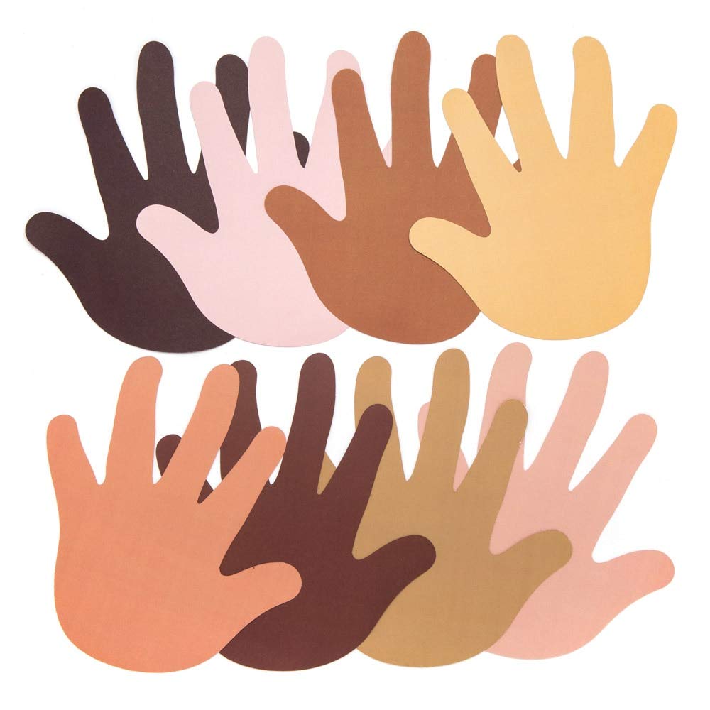 Baker Ross AW759 Multicultural Skin Tone Hand Paper Cut Outs - 56 Pack | 120gsm Paper | 14.5 x 13.5 cm 1
