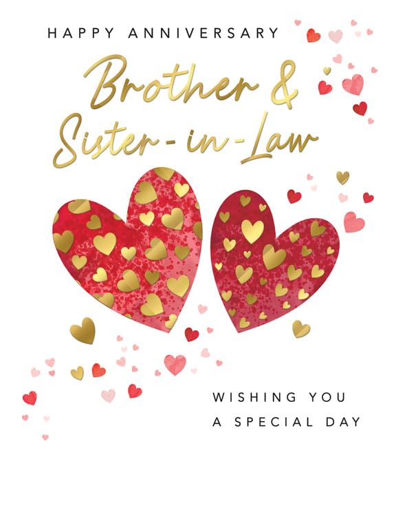 Piccadilly Greetings Anniversary Card for Brother & Sister-in-Law | 8 x 6 Inch | Red, Pink, or Gold Colors 1
