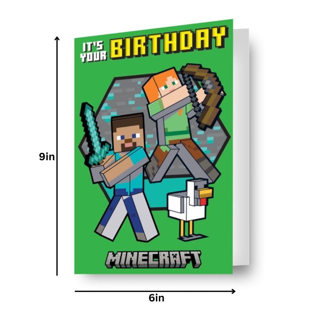 Danilo Promotions LTD Minecraft Birthday Card - 3D Lenticular Effect | A5 Size | Multi Color 2
