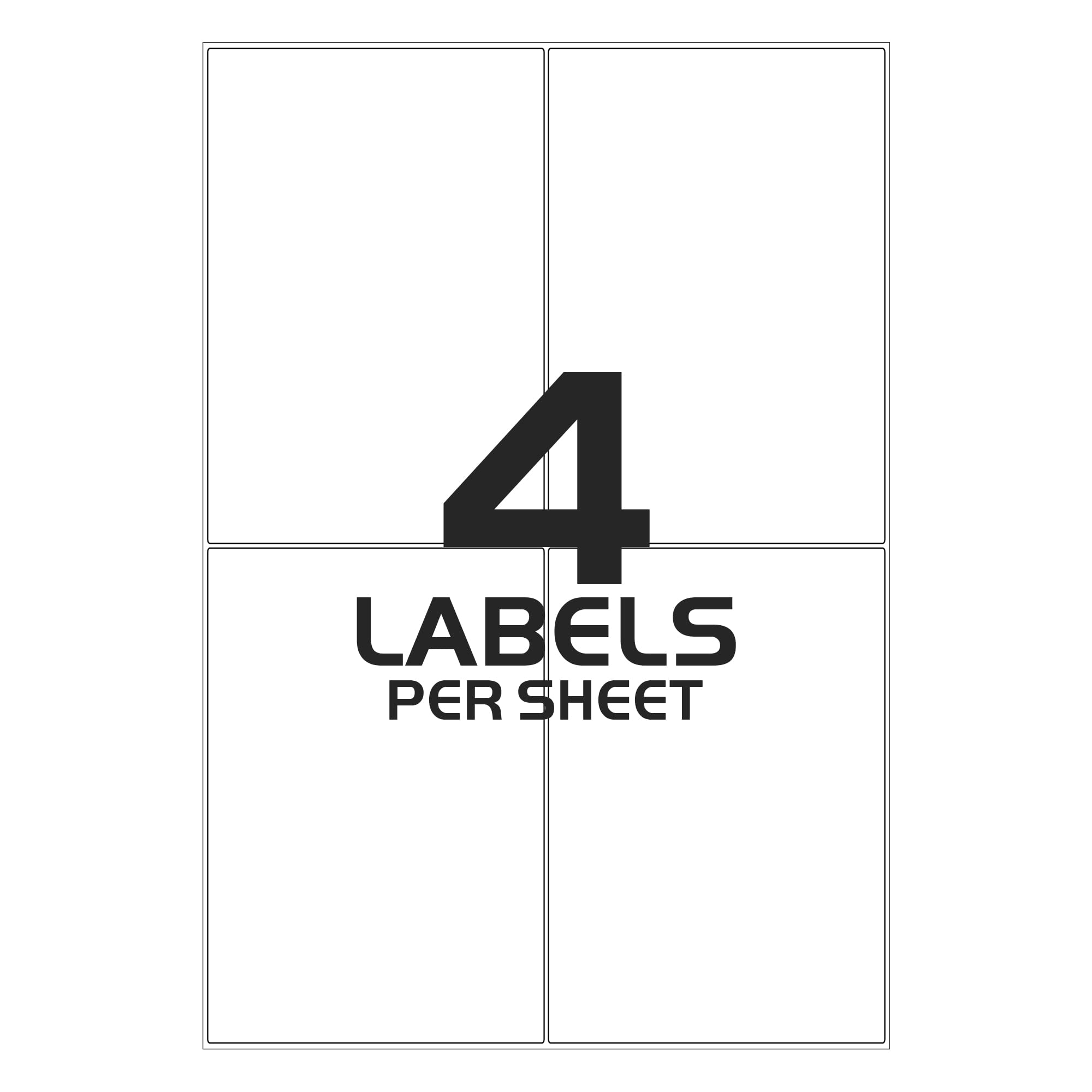 iSOUL A4 Printer Labels - 4 Per Sheet, 80 Labels Total (20 Sheets) | Matte White, Inkjet & Laser Compatible