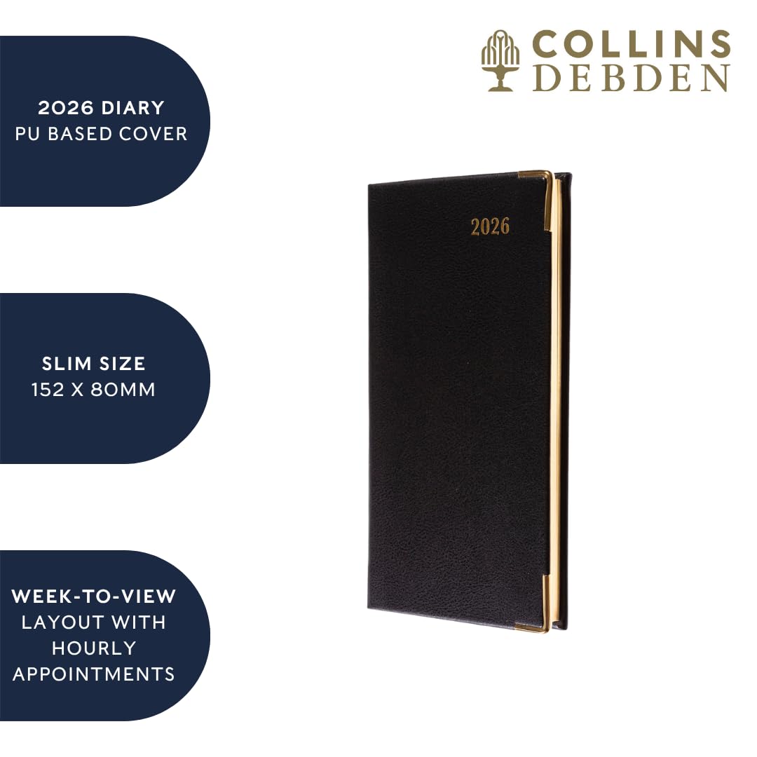 Collins Classic Slim 2026 Appointment Book Planner | Week-To-View | 152 x 80mm Black 3