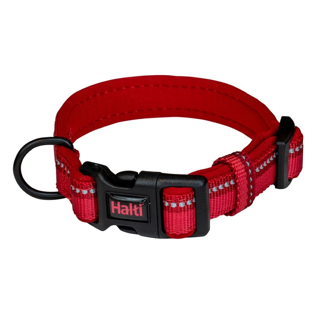Halti Basic Collar - Medium Size, Red | Neoprene-Padded, Reflective Nylon 1