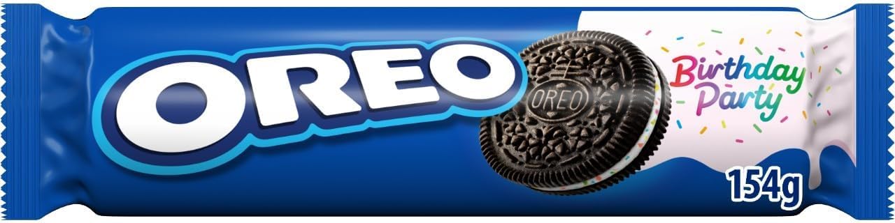 Oreo Birthday Party Sandwich Biscuits - Caramel Flavoured Crème Filling | 154g Pack 1