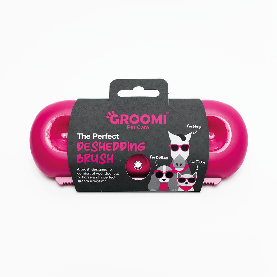 Groomi Deshedding & Grooming Brush - Gentle & Efficient | Stainless Steel | Pink