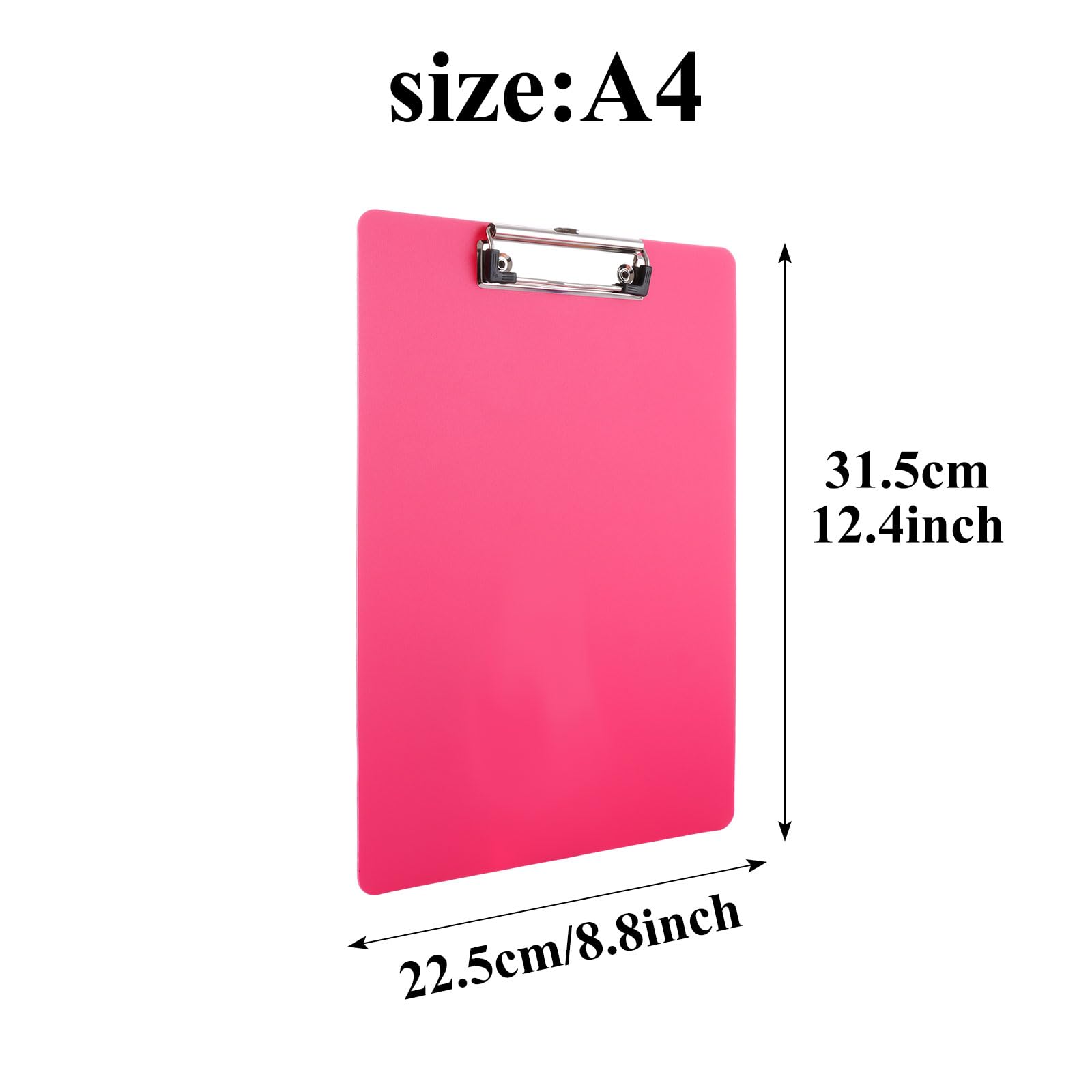 ASelected 6 Pcs A4 Plastic Clipboard Set - Durable PP Material, Low Profile Clip | Holds 100 Sheets
