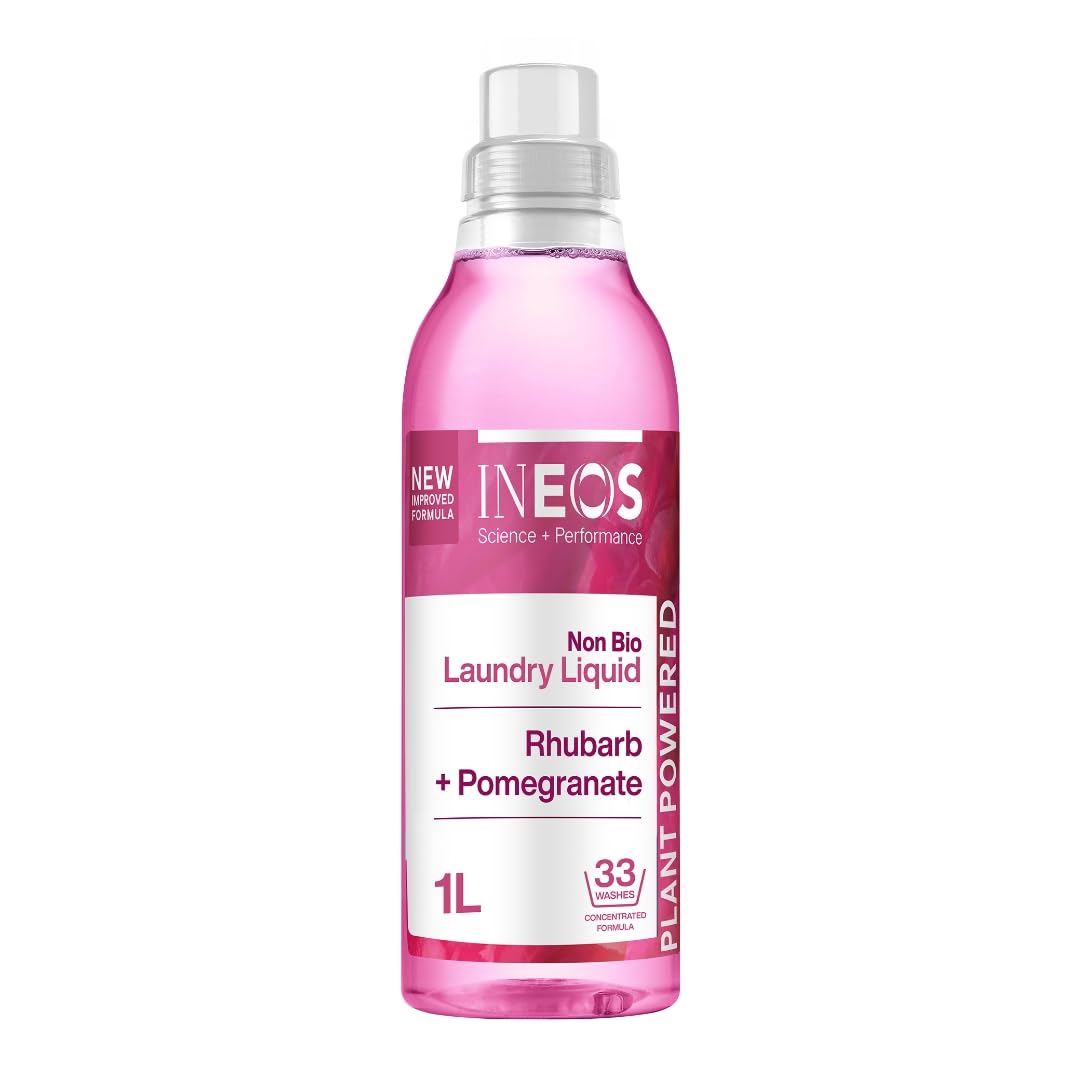 Ineos Next-Gen Non Bio Laundry Washing Liquid Detergent - 33 Washes | 1L | Rhubarb & Pomegranate 1