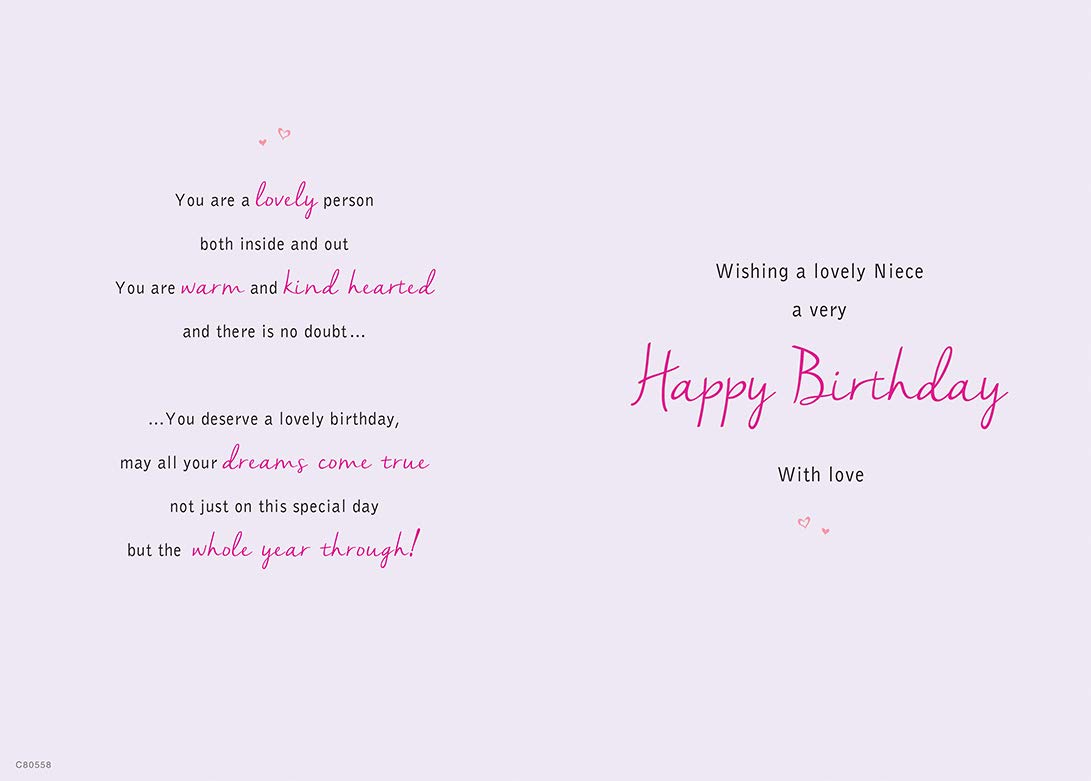 Piccadilly Greetings Niece Birthday Card | 9 x 6 Inches | Made in the UK