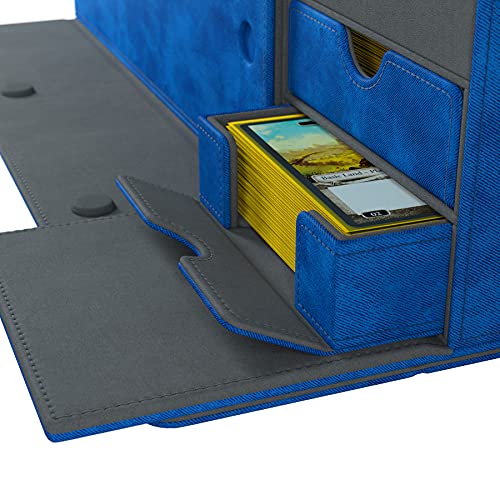 Gamegenic Card's Lair 400+ Card Box | Blue | Magnetic Closure | 2 Removable Drawers 8