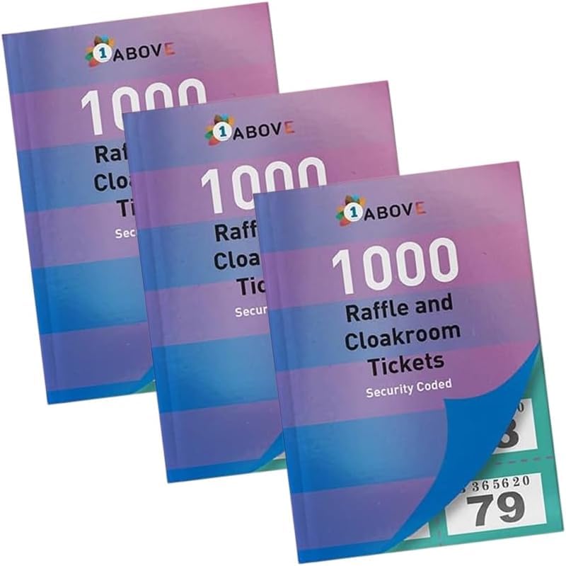 1ABOVE 3pk Stationery Cloakroom and Raffle Tickets Tombola Draw Numbered 1-1000 1