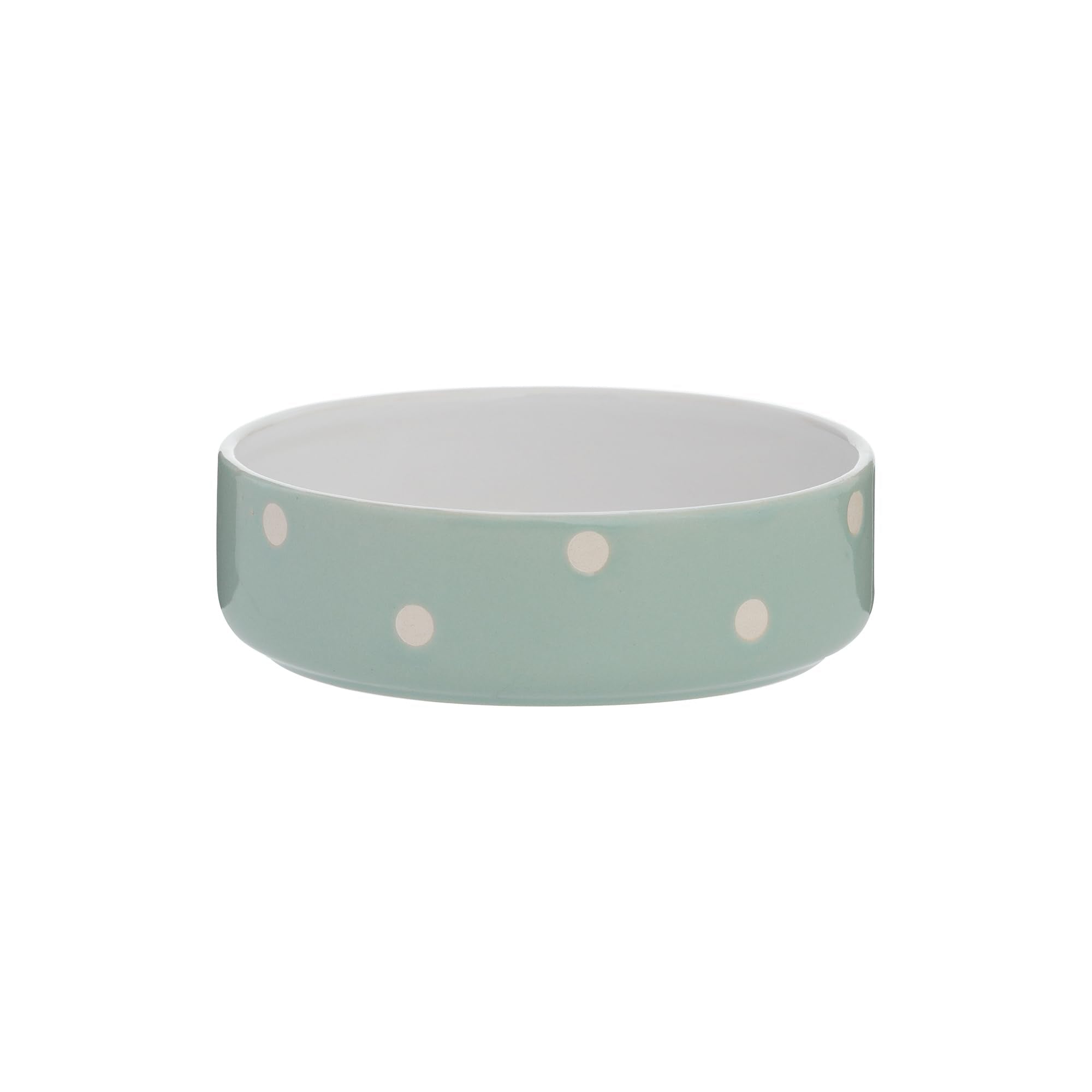 Mason Cash Polka Dot Sage Green Pet Bowl - 13cm | 300ml Capacity | Stoneware