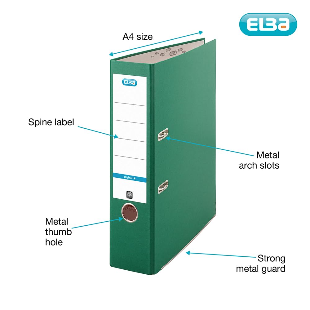 Elba A4 Lever Arch File - 80mm Spine, 570 Sheet Capacity | Durable Paperboard | Red 2