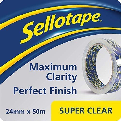 Sellotape Super Clear Tape, Practical Sticky Adhesive Tape for Maximum Clarity, Strong Tape for gift wrapping - Single roll (24mmx50m) 1