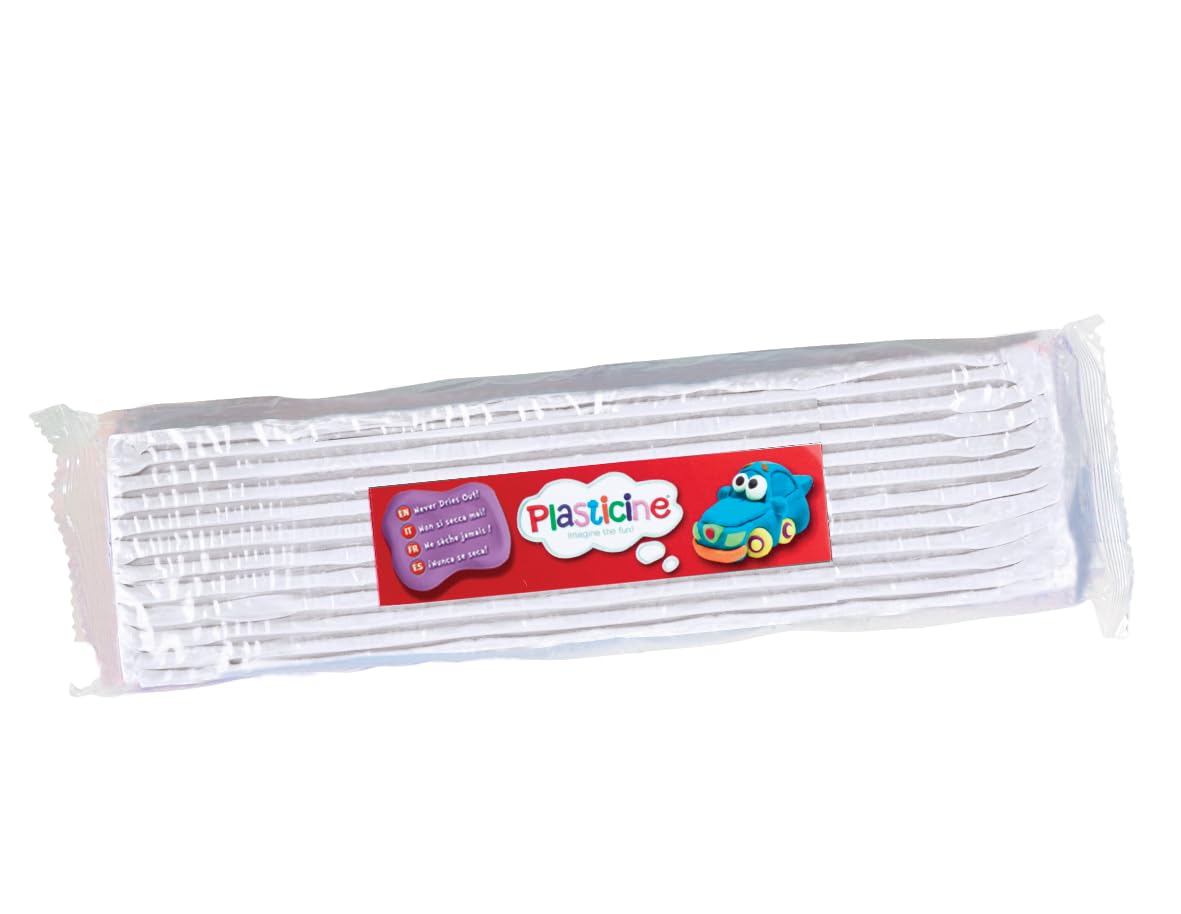 Plasticine Modelling Clay - White Slab 400g | Non-Hardening | Reusable for Animation & Sculpture