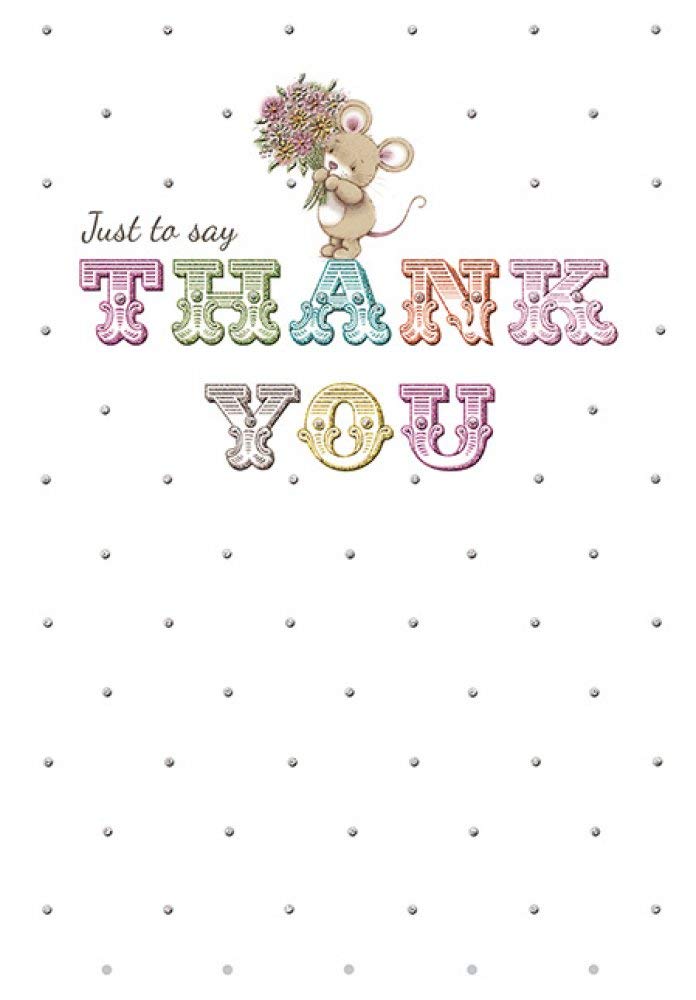 Piccadilly Greetings Thank You Card with Envelope | 7 x 5 Inches | Mouse On Text Design 1