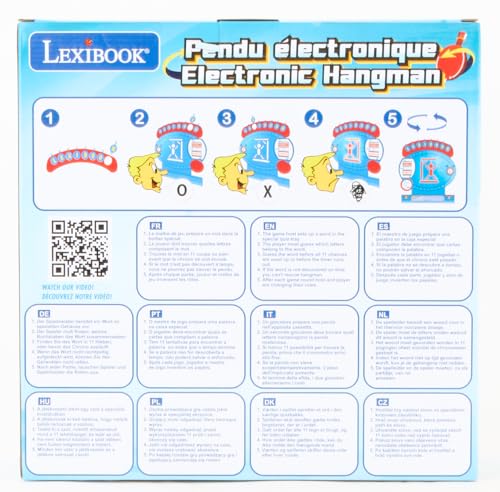Lexibook JG800 Electronic Hangman Board Game, 2-Player Spelling Challenge with Light and Sound Effects, Blue/Red 12