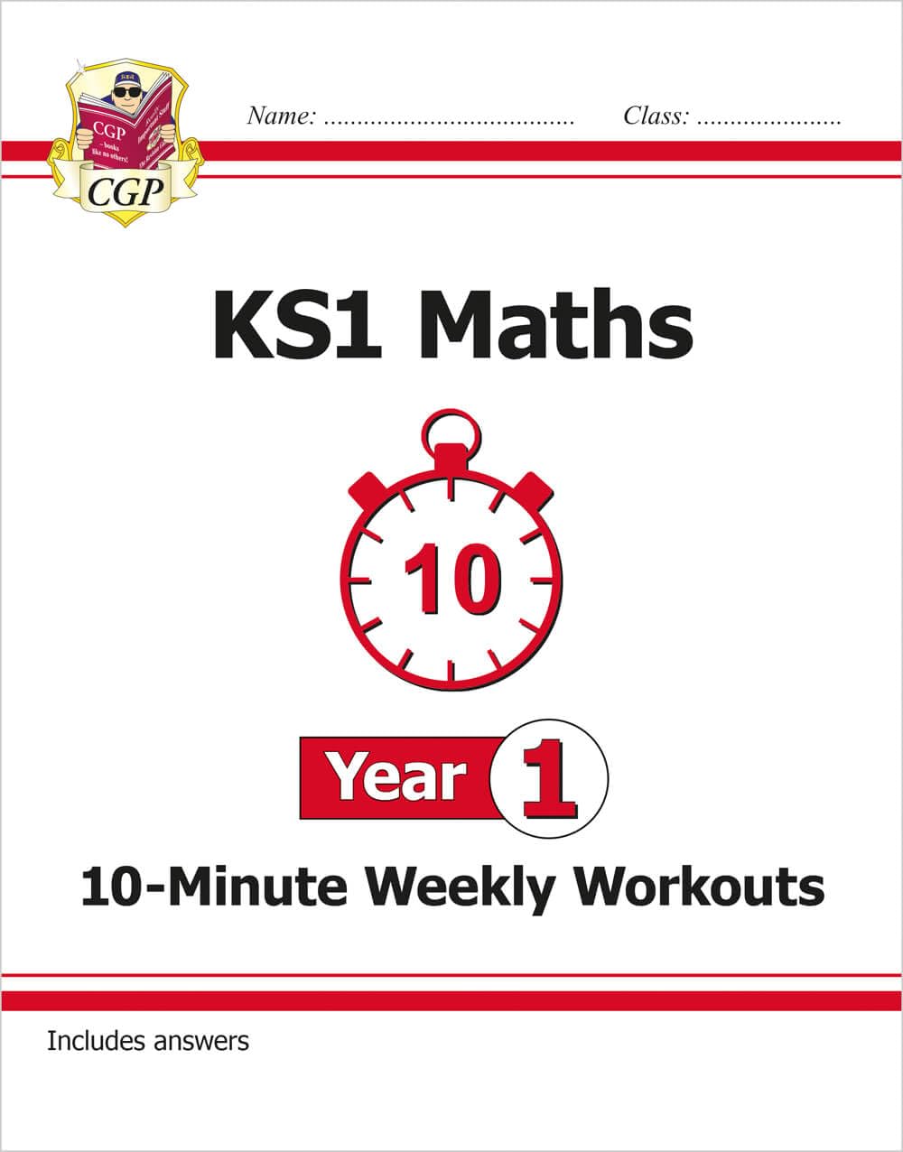 CGP KS1 Maths 10-Minute Weekly Workouts - Year 1 Study Aid | Paperback | Ages 5-6