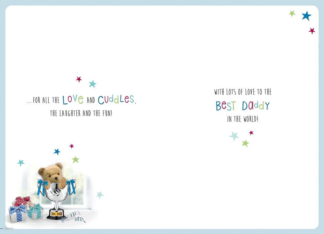 Piccadilly Greetings Father's Day Card for Daddy - Bear in Trophy Design | 9 x 6 inches