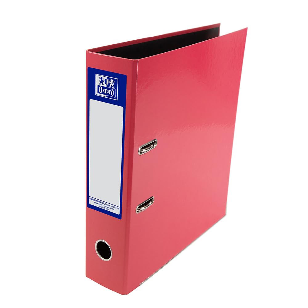 Oxford Premium A4 Lever Arch File, Pink Single Folder, Heavy Duty 1