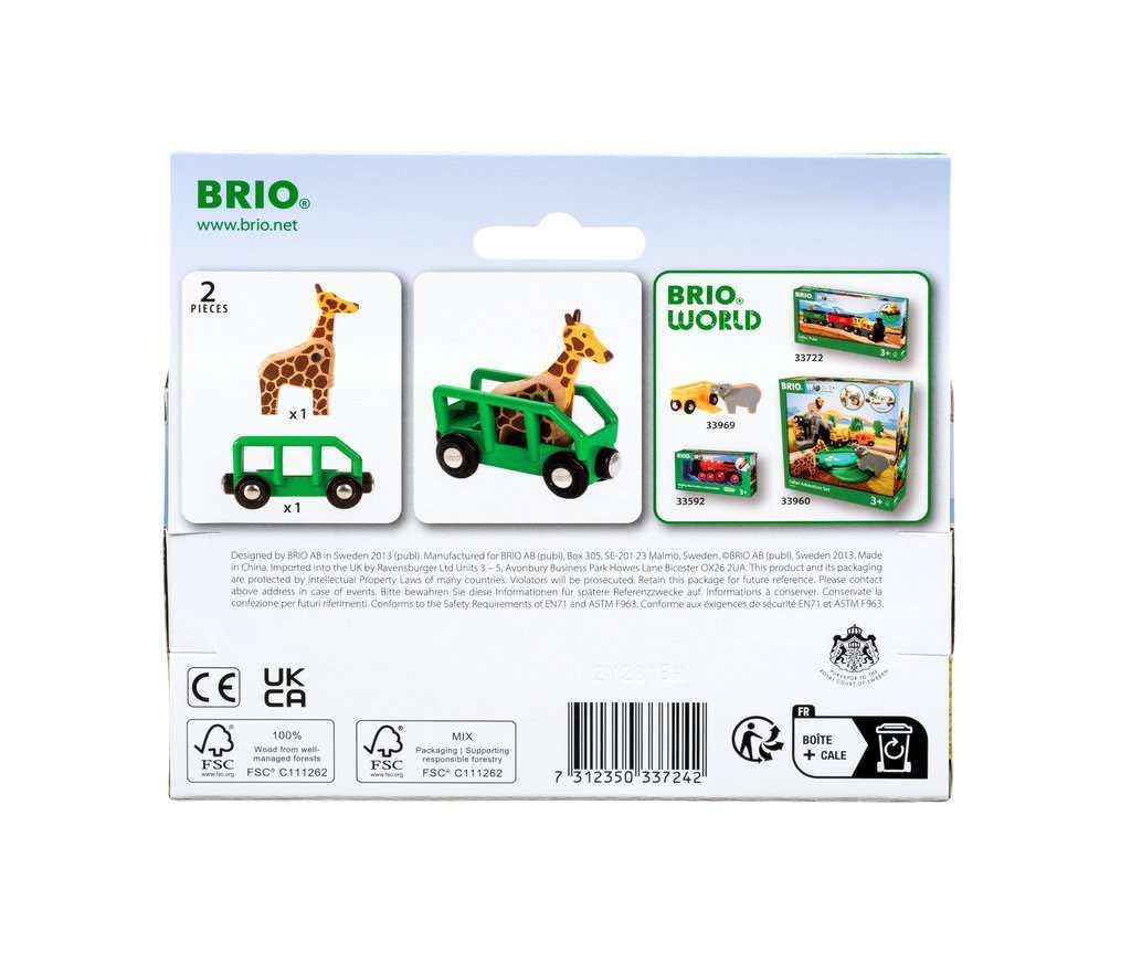 BRIO World Safari Giraffe & Wagon Train Accessory | Compatible with All BRIO Sets | Ages 3+ 4