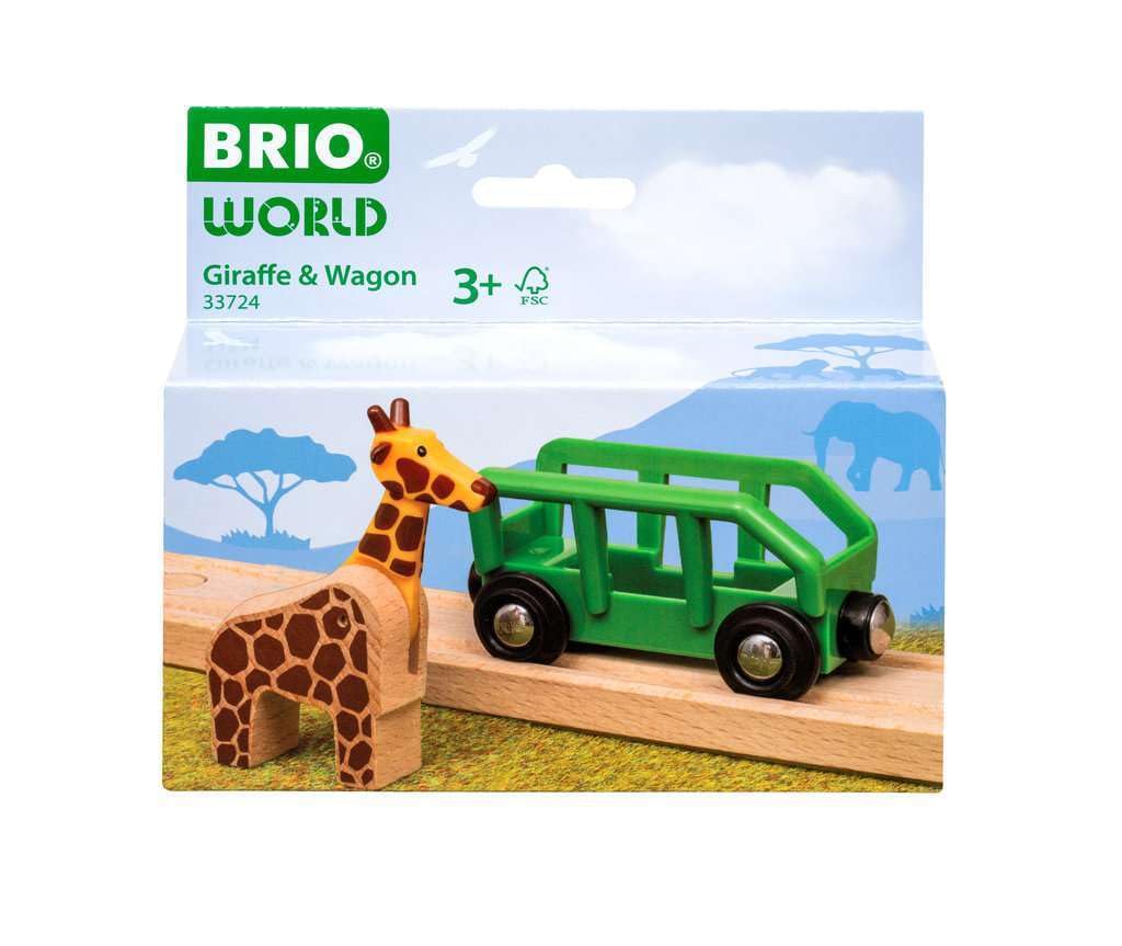 BRIO World Safari Giraffe & Wagon Train Accessory | Compatible with All BRIO Sets | Ages 3+