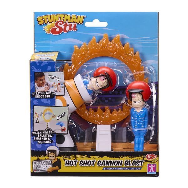 Stuntman Stu Hot Shot Cannon Blast - Sling Shot Action Playset for Kids 1