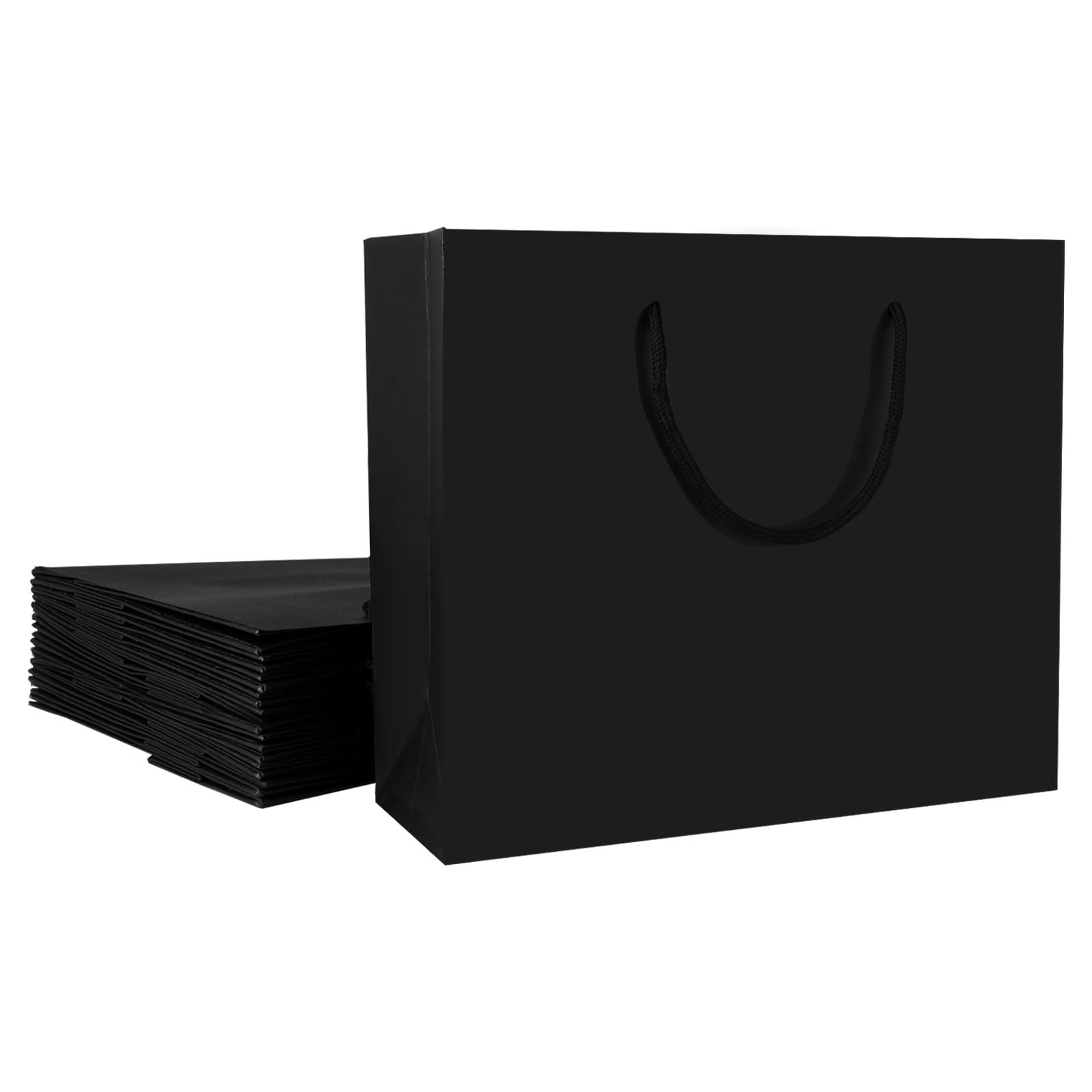 ASelected Large Black Gift Bags - Heavy Cardboard, Reusable, 45x13x33cm | Pack of 12 1