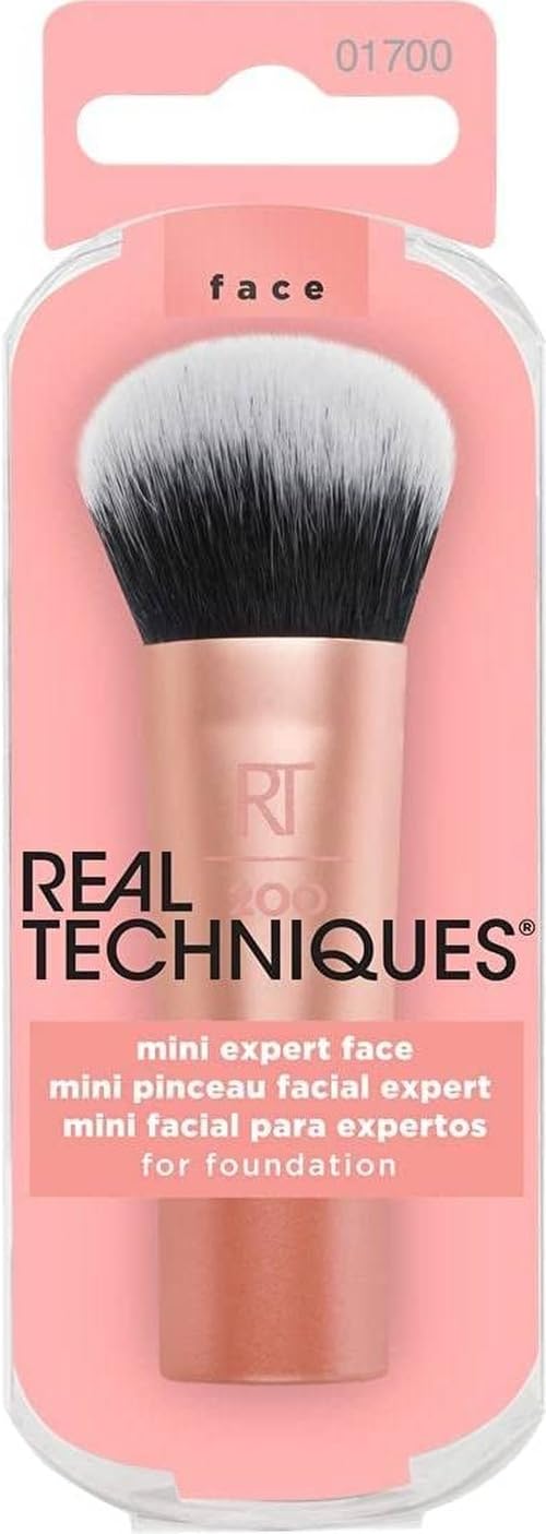 REAL TECHNIQUES Mini Expert Face Brush - Travel Size Foundation Brush | Synthetic Bristles | Cruelty-Free