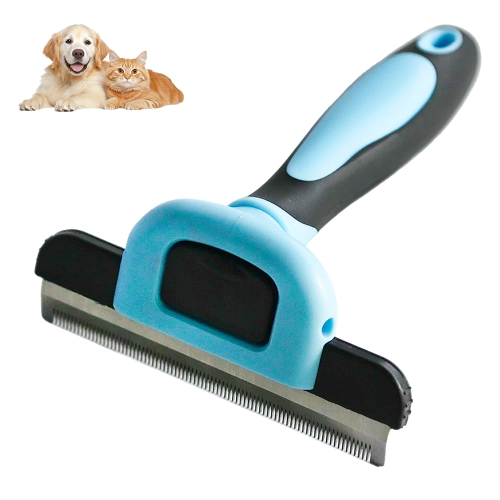 RAM ONLINE Double Sided Deshedding Dematting Comb for Dogs & Cats | Stainless Steel | Blue 1