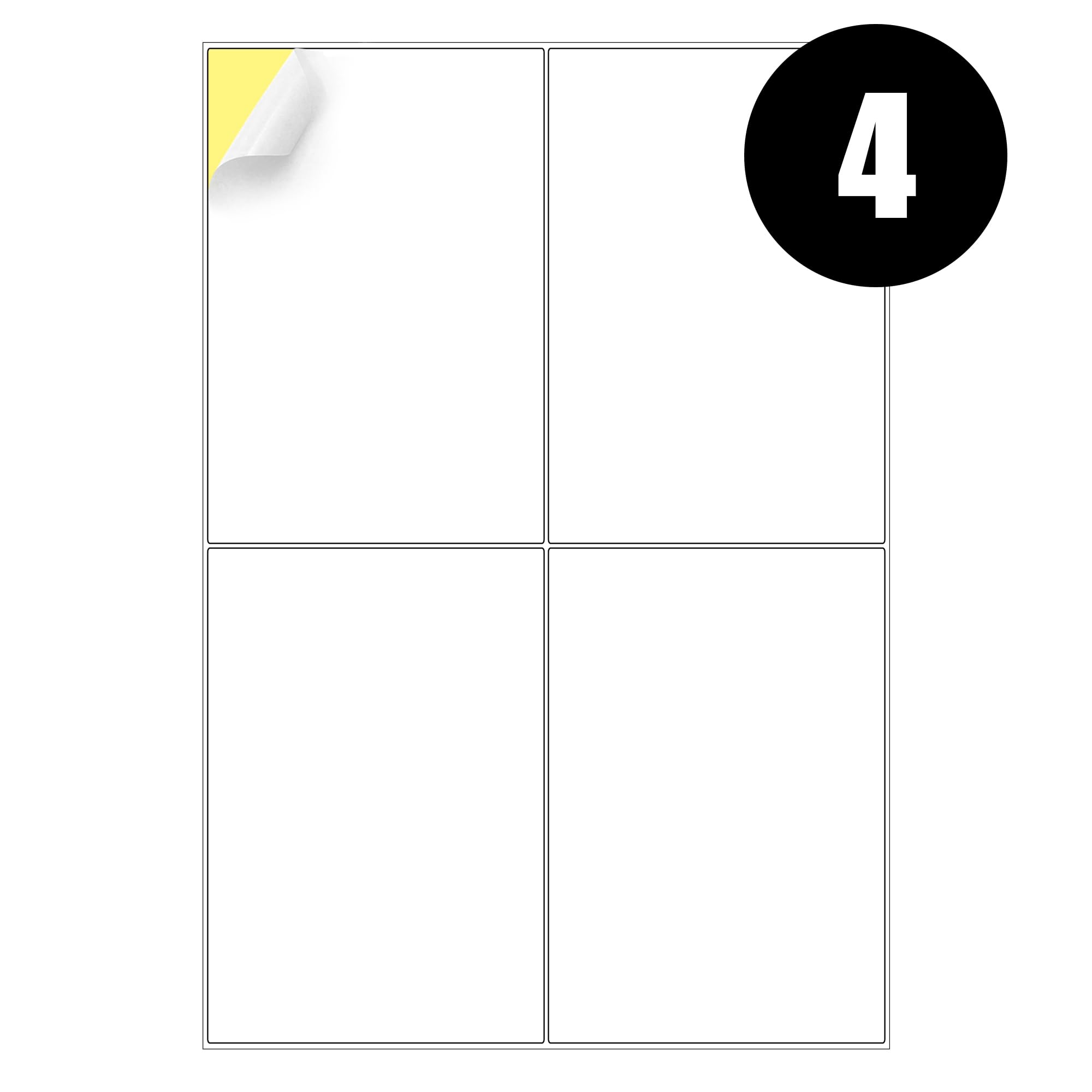 iSOUL A4 Printer Labels - 4 Per Sheet, 80 Labels Total (20 Sheets) | Matte White, Inkjet & Laser Compatible