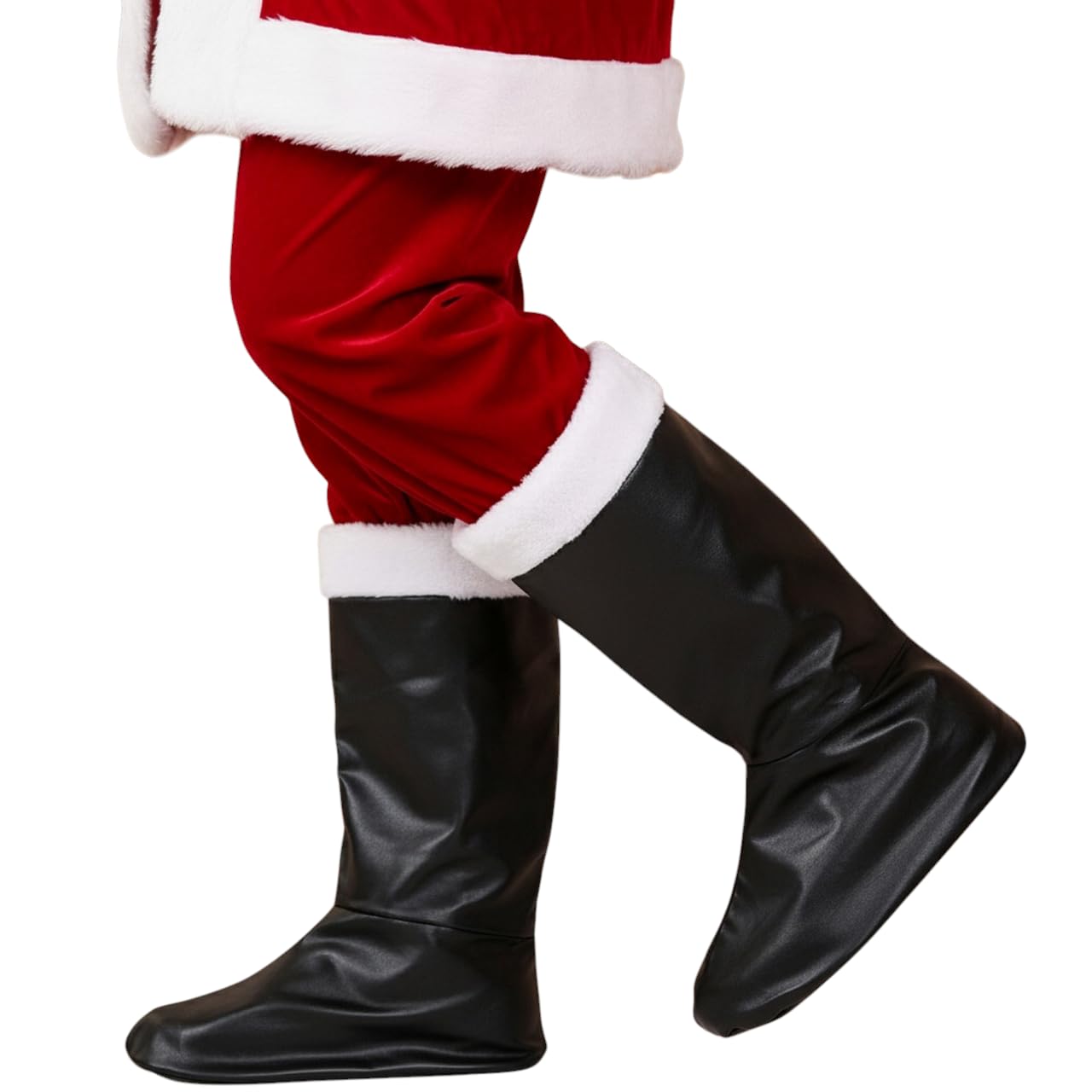 SHATCHI Santa Christmas Fancy Dress Boot Covers with Fur Trim