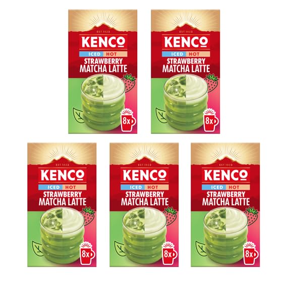 Kenco Strawberry Matcha Latte Instant Coffee Powder Sachets | Hot or Iced | 40 Servings