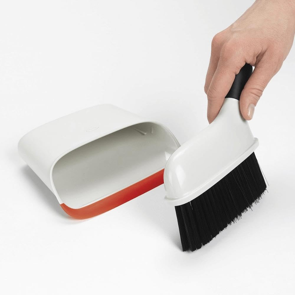 OXO Good Grips Compact Dustpan & Brush Set - Slim Storage | Soft Rubber Lip | Red 5