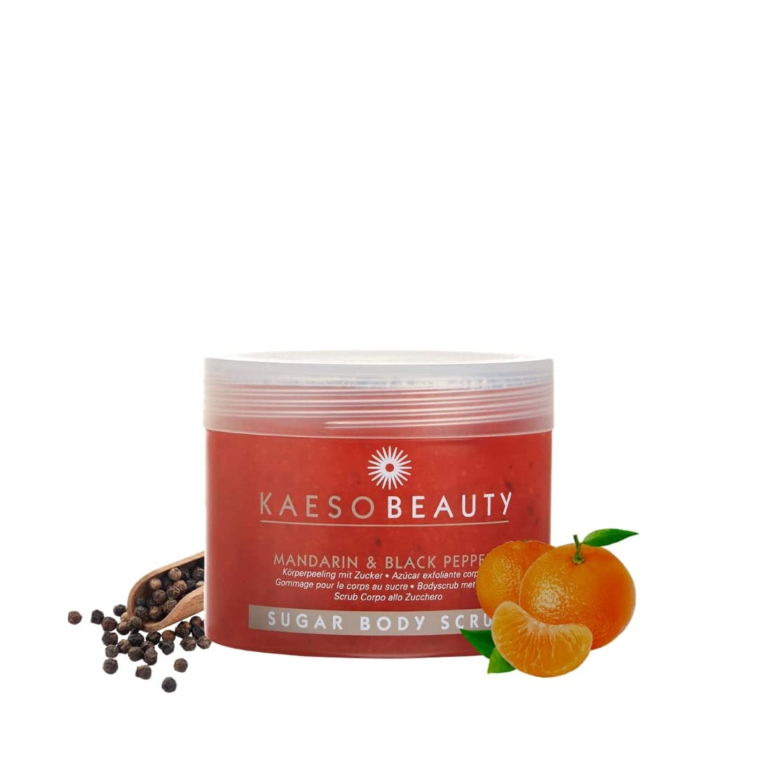 Kaeso Mandarin & Black Pepper Sugar Body Scrub - 450ml Exfoliation | Jojoba Enriched 1