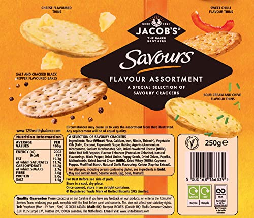 JACOB'S Savours Flavours Assortment - Selection Box of Cheese Crackers 7