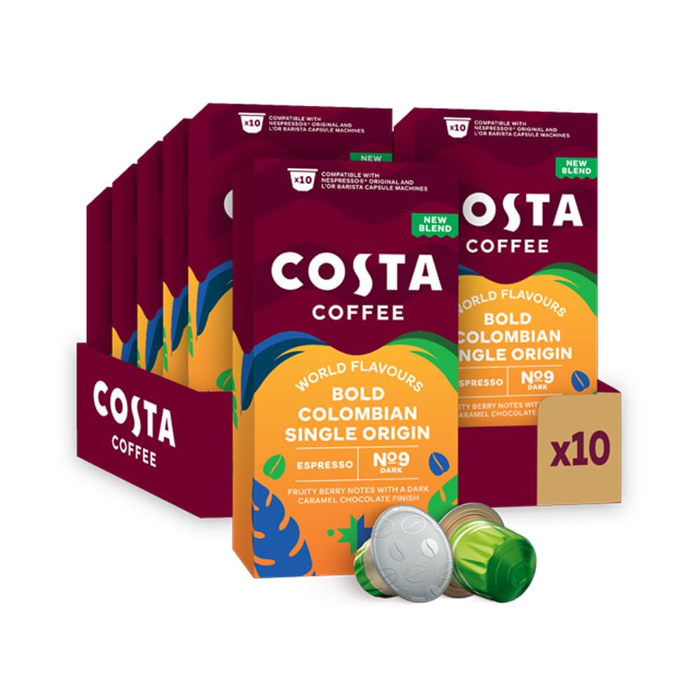 L'OR Costa Bold Colombian Single Origin Coffee Pods - Intense Roast | 10 Count Aluminium Capsules 1