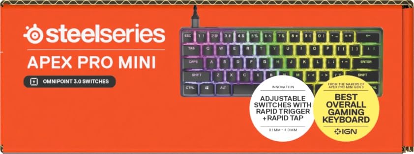 SteelSeries Apex Pro Mini Gen 3 - 60% Gaming Keyboard - OmniPoint 3.0 Hall Effect Switches - English QWERTY 22